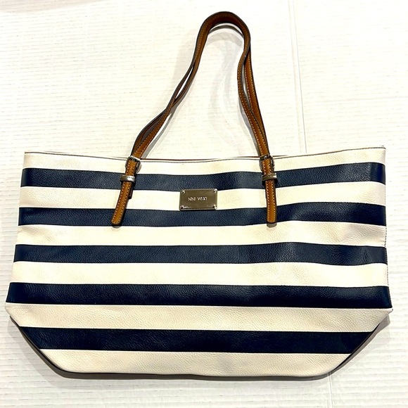 Nine West Stripe Tote Bag - Picture 1 of 5